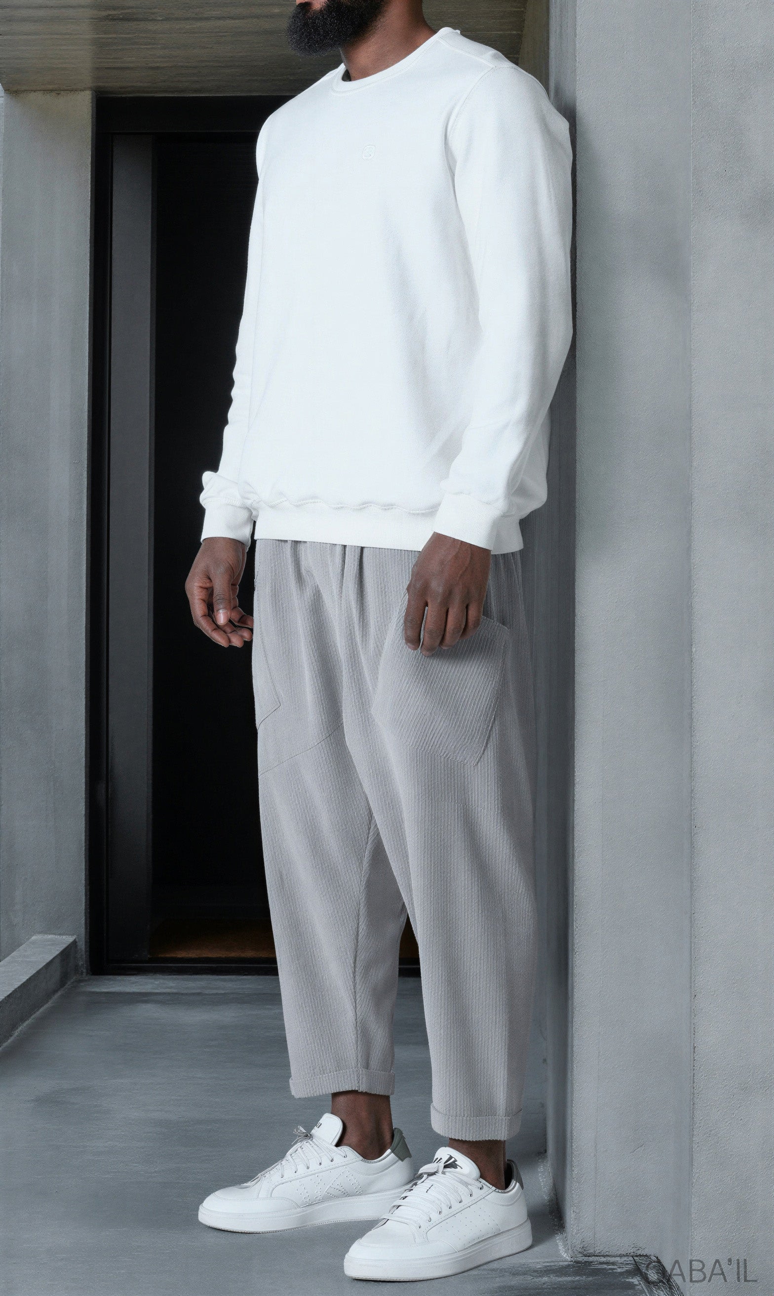 QL Sarouel Design Kadife in Hellgrau