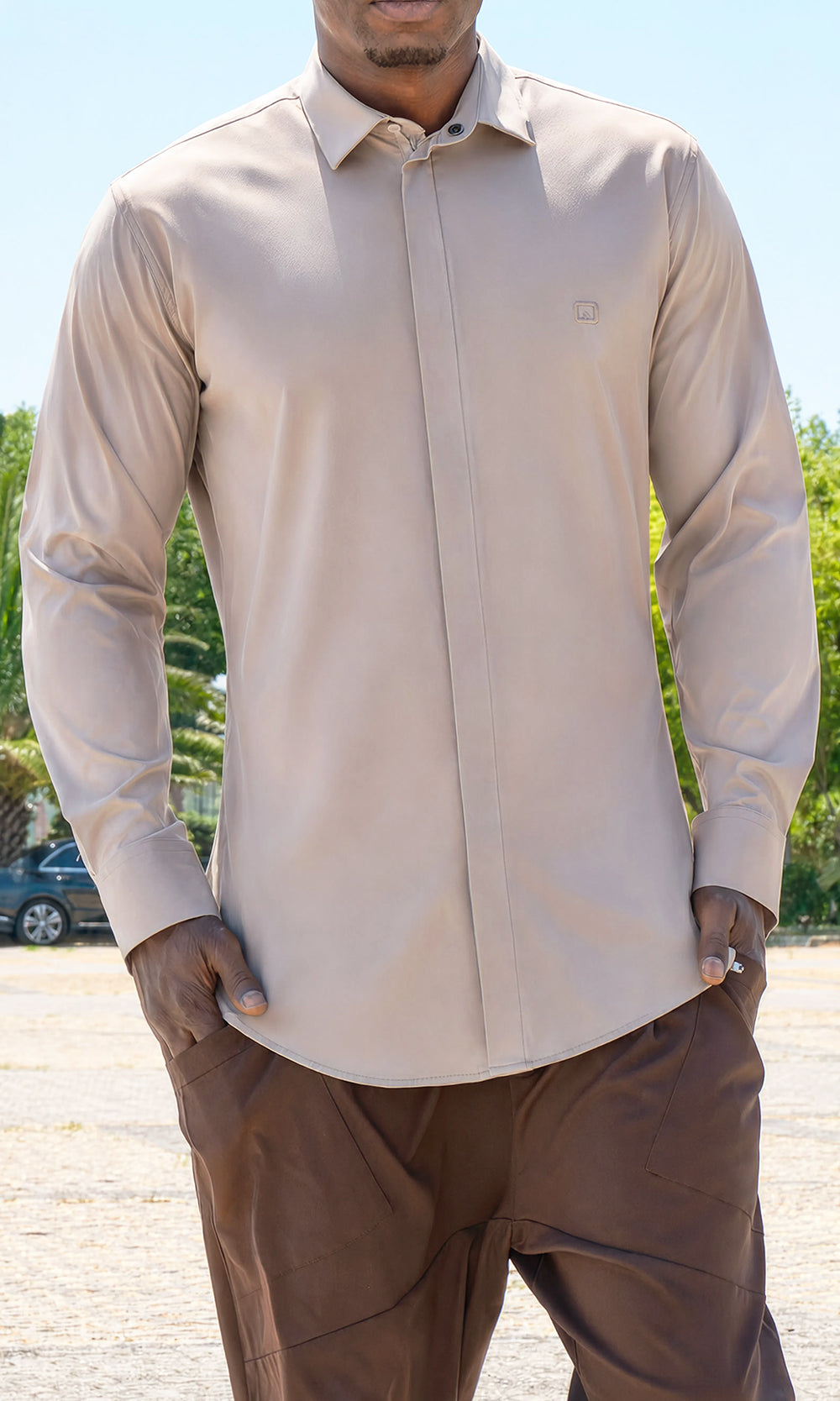 QTT1014 Design Shirt in Light Beige