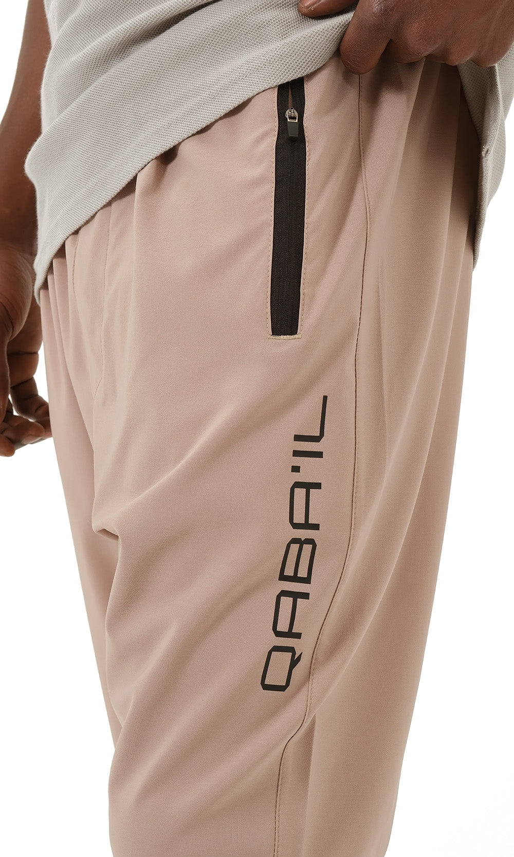  QL Pantalon Cross Over in Taupe - QABA'IL,