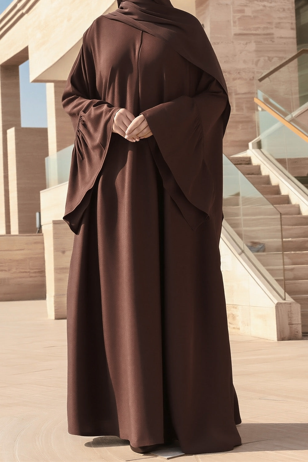 SB Saudi Cut Premium Nidah Abaya AS007 in Dunkelbraun