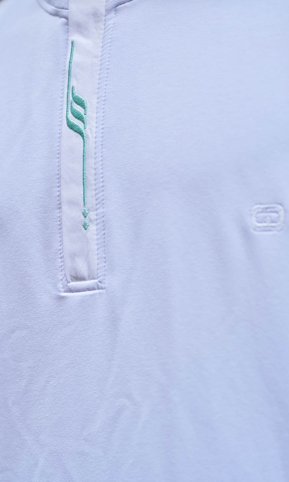 Muslim Men’s Short Jubba Kamisweat Subtil QL in White and Mint