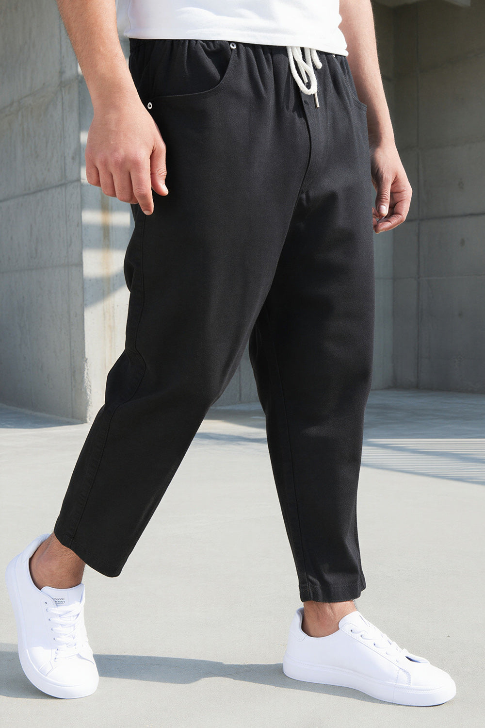 QL Sar. Jeans Stretch Regular Drop in Schwarz