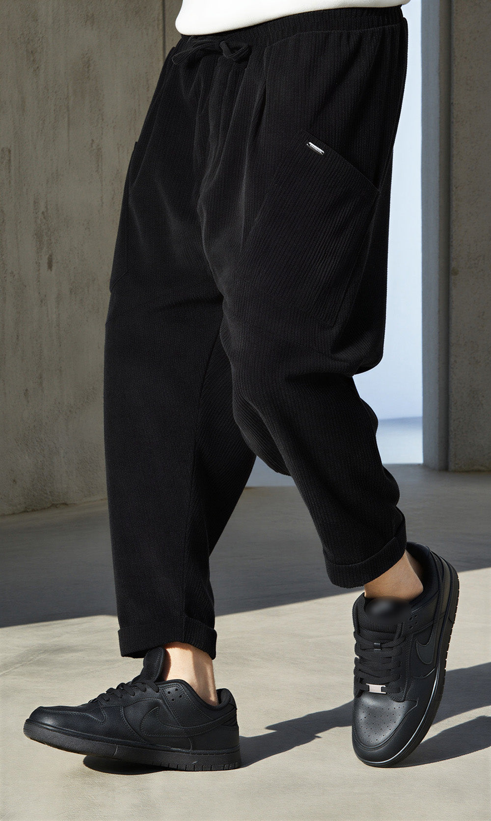 QL Sarouel Design Kadife in Schwarz