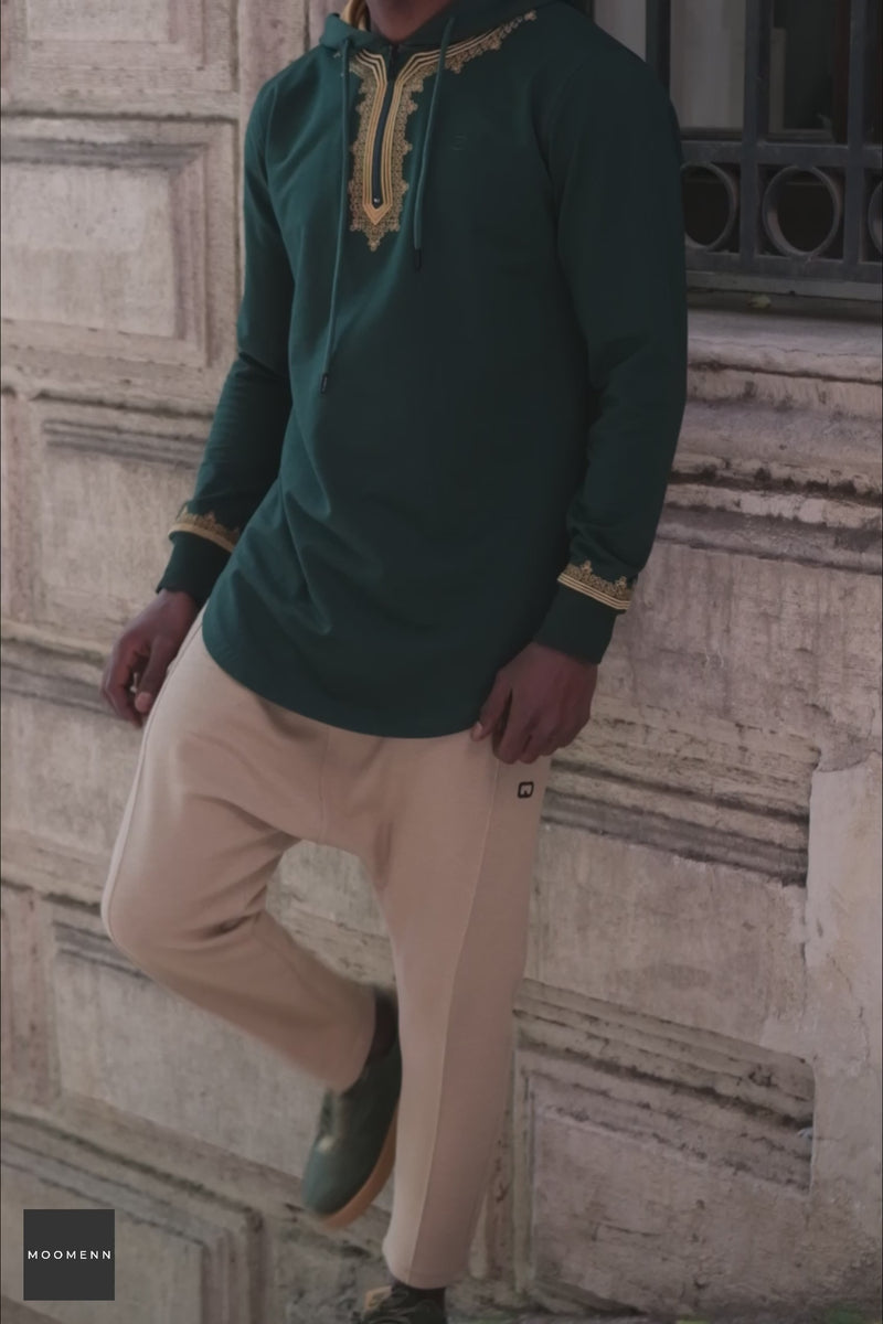 QL Longline Etniz Sweat MA in Emerald Green and Gold